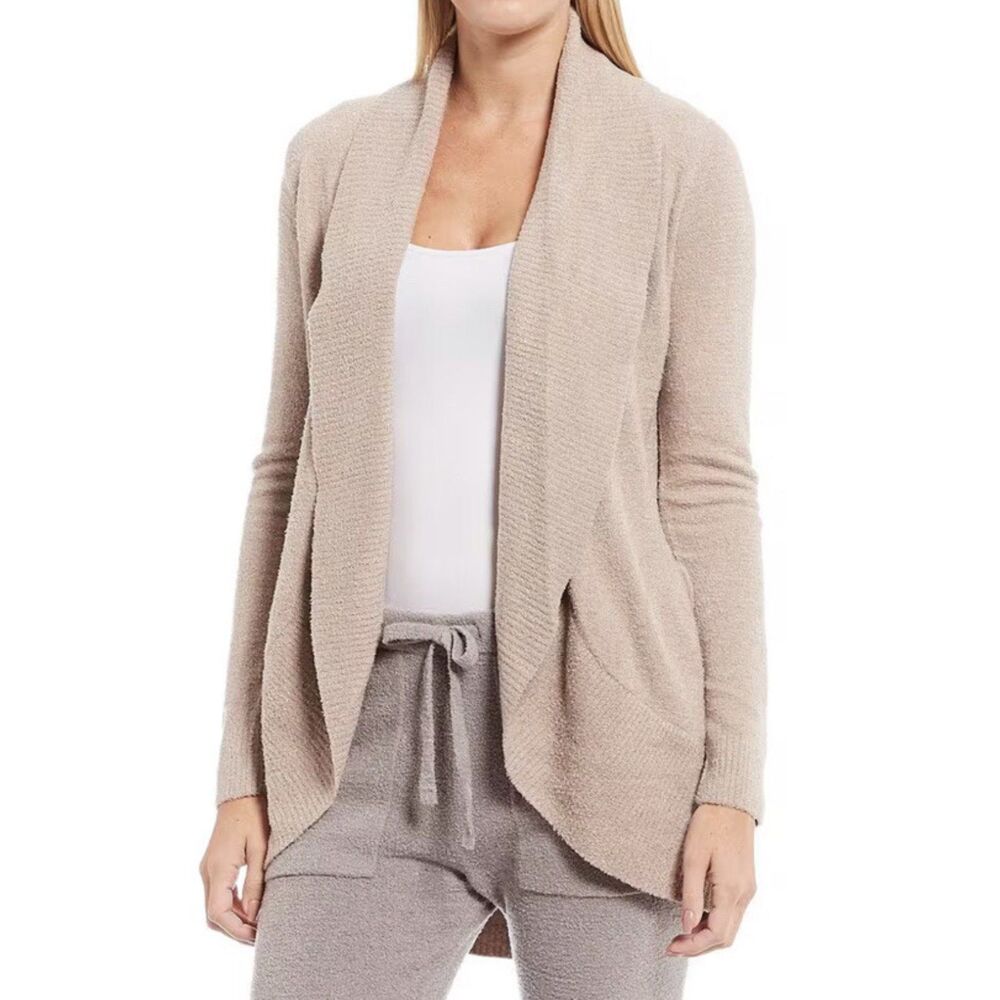 Barefoot Dreams Taupe Bamboo Chic Lite Open Front Cardigan Cozy Loungewear Sz M
